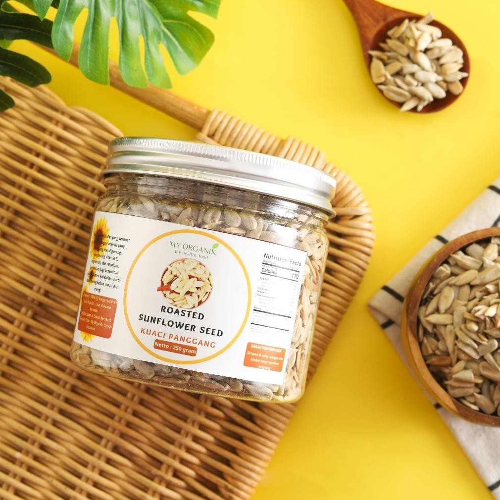 

ready My Organik biji bunga matahari Sunflower Seed Kuaci Kupas Lightly Salted Roasted murah