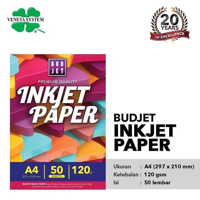 

baru Kertas Budjet Inkjet Paper A4 / Inkjet Paper 120 Gsm isi 50 Lembar