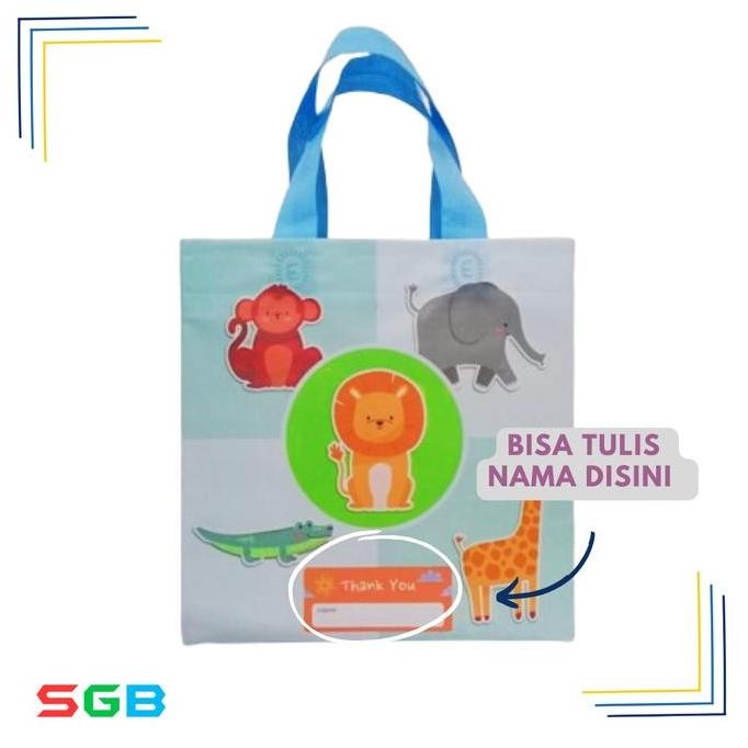 

ready stock 1 Lusin ( isi 12 pcs ) Tas Spunbond Laminasi box Hello DINO & Karakter lainnya 25x25x15 - tas serbaguna