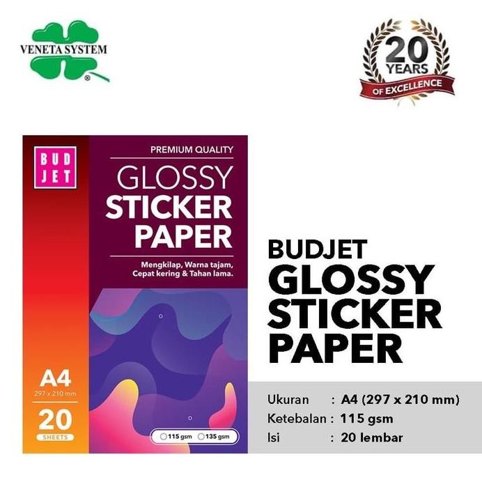 

baru Kertas Sticker Glossy - Budjet Glossy Sticker Paper A4 20 Sheet