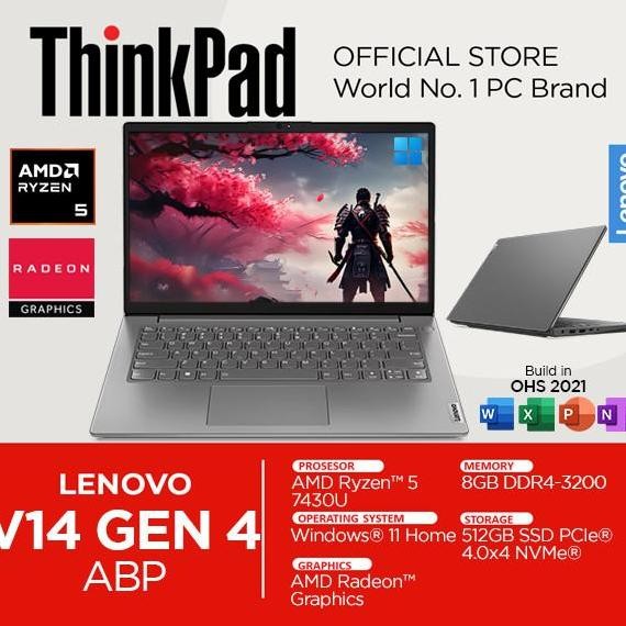 Lenovo V14 Gen 4 AMD Ryzen 5 7430U 512GB SSD 8GB RAM Windows 11 OHS 14 Inch FHD IPS 7430 13ID