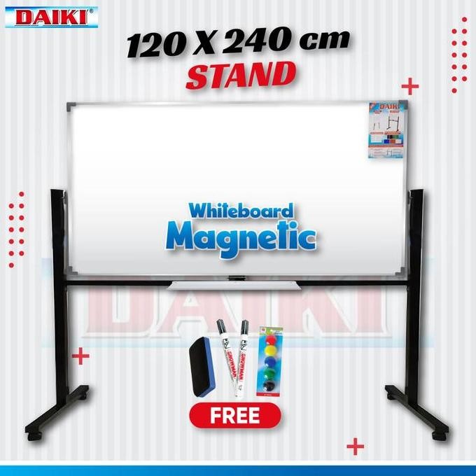 

Papan Tulis / Whiteboard Daiki Double Face Stand Magnetic Uk 120X240