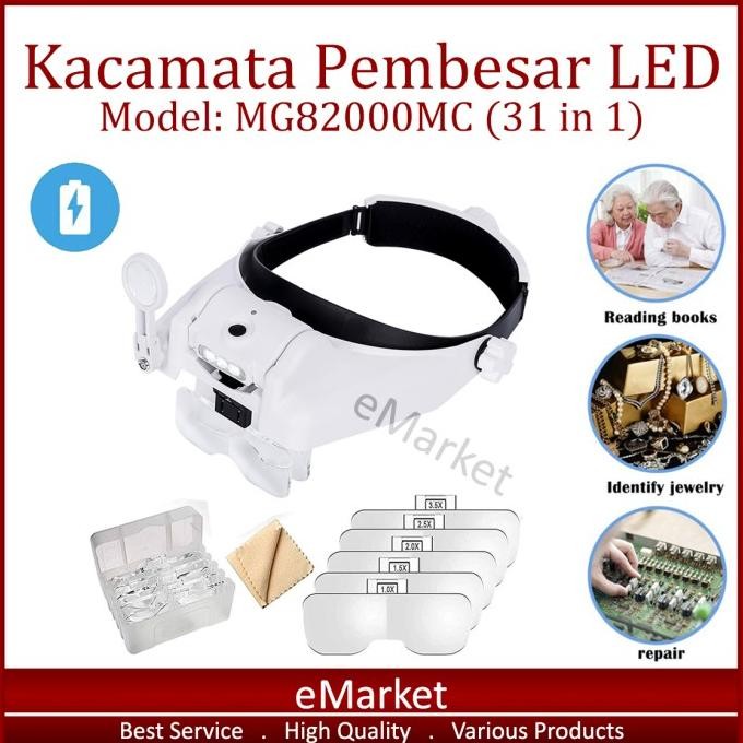 

Kacamata Pembesar Led Mg82000Mc / Kaca Mata Servis / Lampu Reparasi