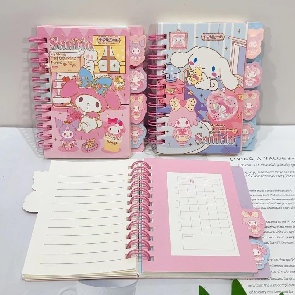 

Promo 1Pcs Notebook Ring Buku Diary Aesthetic Buku Catatan Coil Book Sanrio Kuromi Melody 80 Lembar