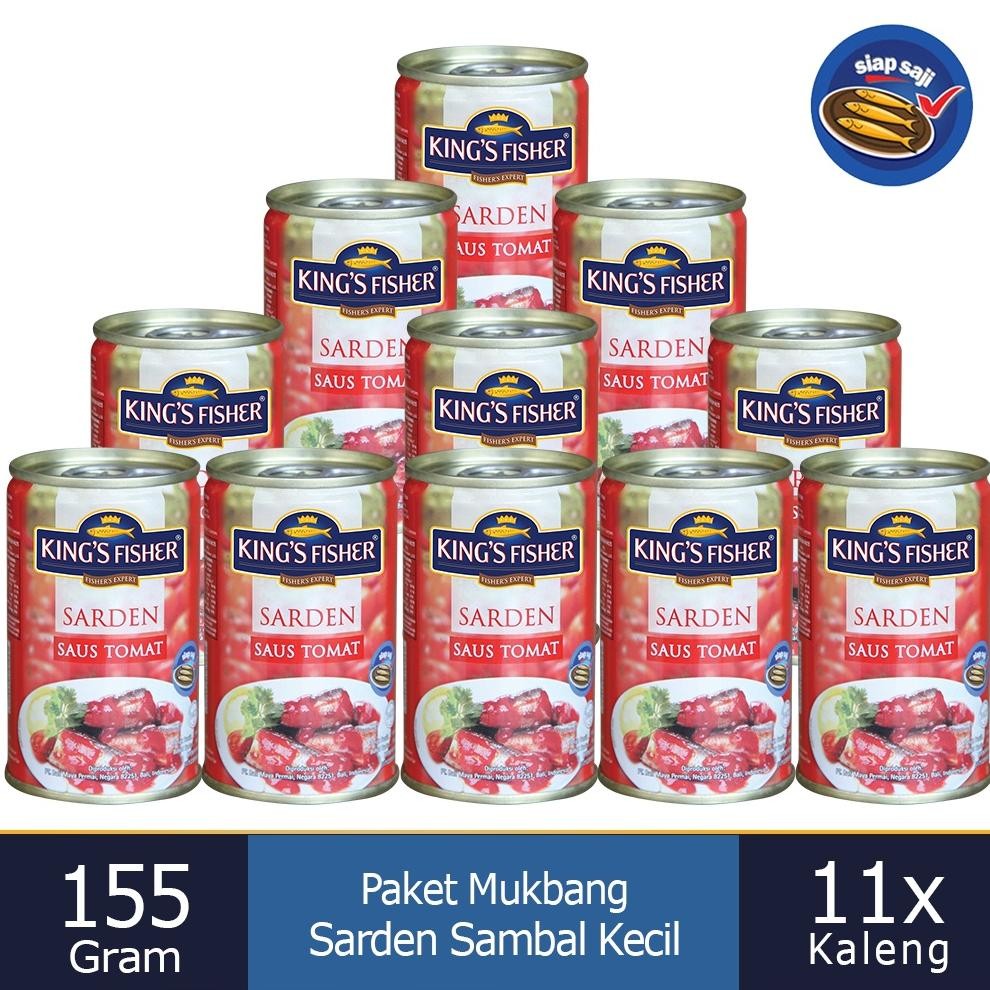 

ready Paket Mukbang 11 pcs King's Fisher Sarden mini saus tomat Makanan Kaleng 155 g kings fisher murah