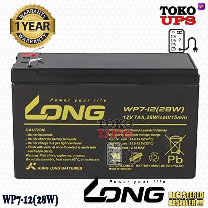 Baterai UPS LONG WP7-12(28W) Kung Long 12V 7AH