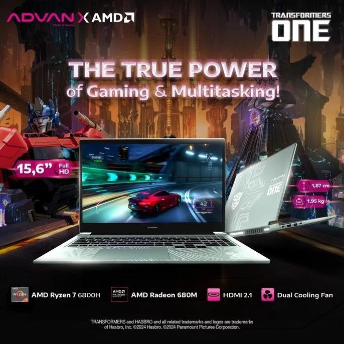 Advan Gaming laptop Pixelwar Ryzen 5 6600h 16gb 1tb ips 16'' vga4gb windows 11