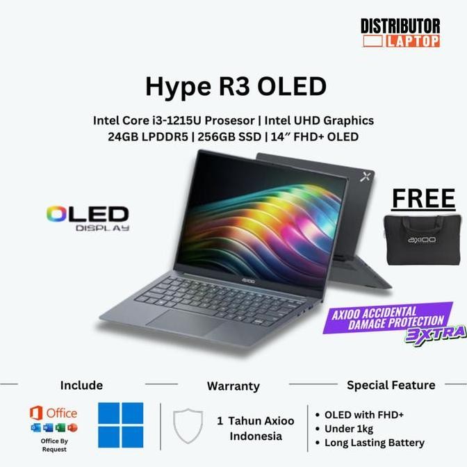 Axioo Hype R3 OLED i3 RAM 24GB 256GB SSD 14" FHD+ OLED