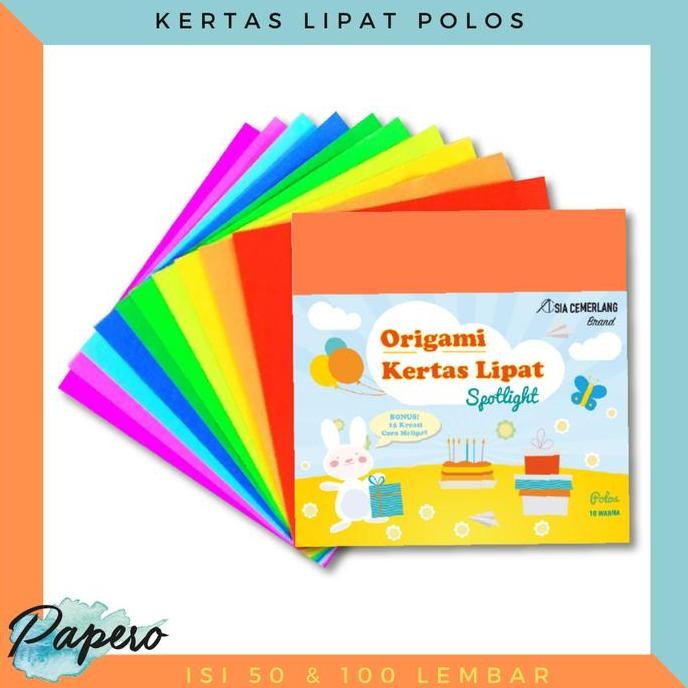 

baru Kertas Lipat Origami Isi 50 Lembar 20cm 10 Warna