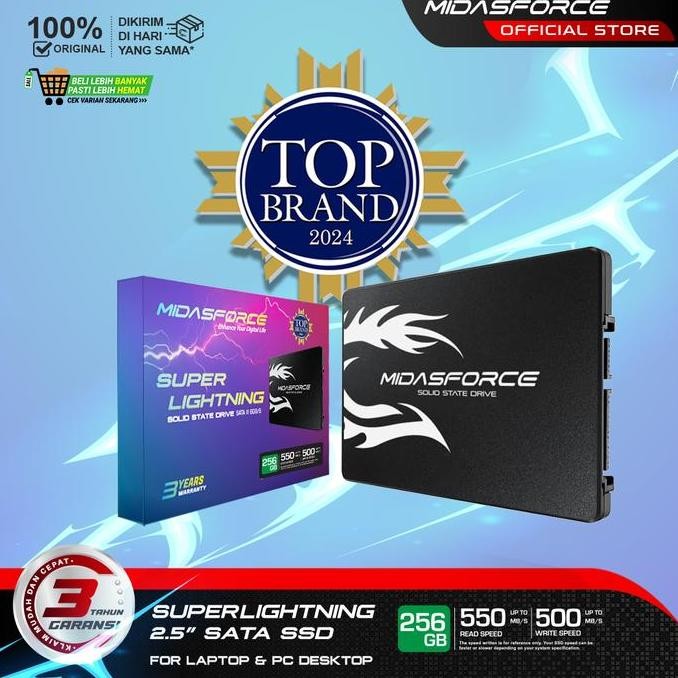 SSD 512GB Midasforce Superlightning SATA 3 6GB/s untuk Laptop dan PC SATA III Internal Storage pengg