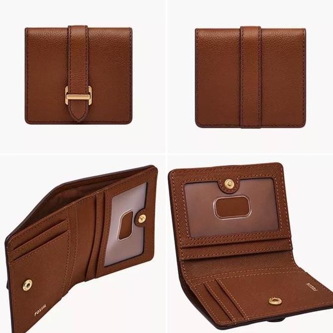 Promo Dompet Wanita Fossil Emery Small Snap Bifold Wallet Med Brown Sj
