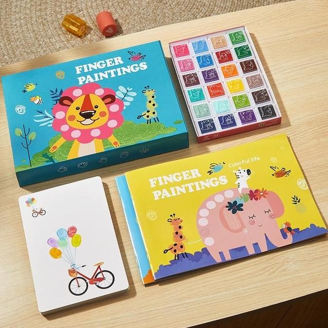 

ready Ready stock 24 Warna + 90 Page Finger Paint Art Box Set Prakarya Seni Mewarnai Dengan Jari Tangan Toys