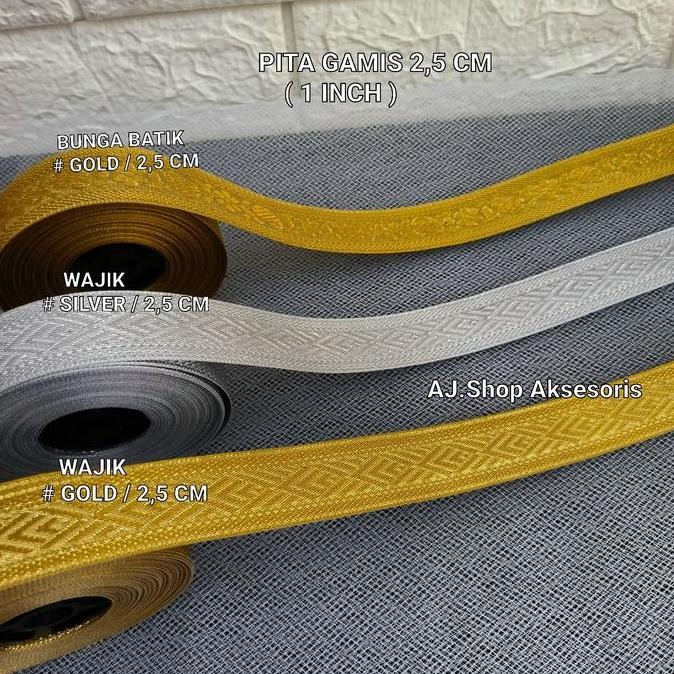 

PITA RENDA GAMIS GOLD SILVER / RENDA BORDIR LEBAR 2,5 CM,3 CM ISI PER ROLL murah