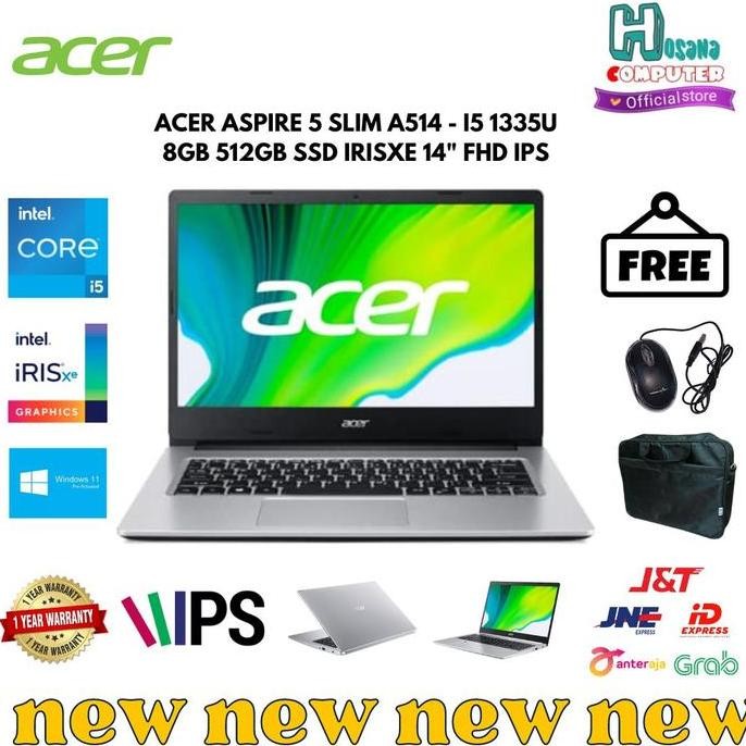 LAPTOP ACER ASPIRE 5 SLIM A514 - I5 1335U 8GB 512GB SSD IRISXE 14" IPS