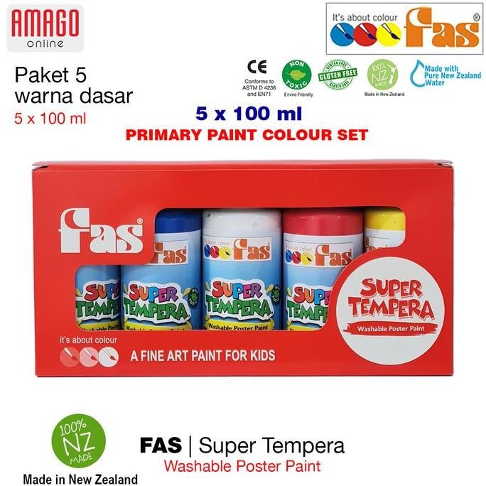 

ready PAKET 5 WARNA - FAS - SUPER TEMPERA - PRIMARY COLOUR SET - 5 x 100 ml