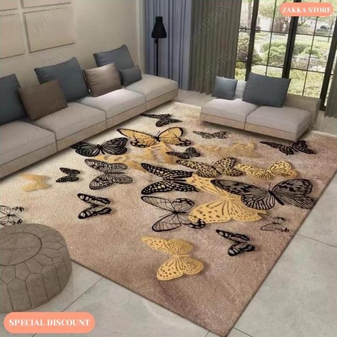 Zakka Store COD Karpet Ruang Tamu Polyester Halus / Karpet Dekorasi Rumah Ukuran 1.5 Meter / 1.8 Met
