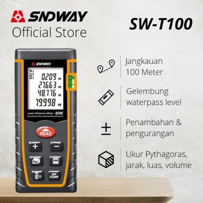SNDWAY Meteran Laser Digital Distance 100 Meter