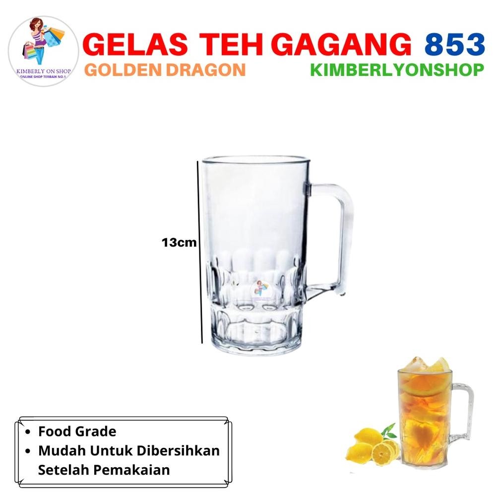 Gelas Bir Teh Gagang Plastik 410 Ml Golden Dragon Melamin 853 Ready Stok