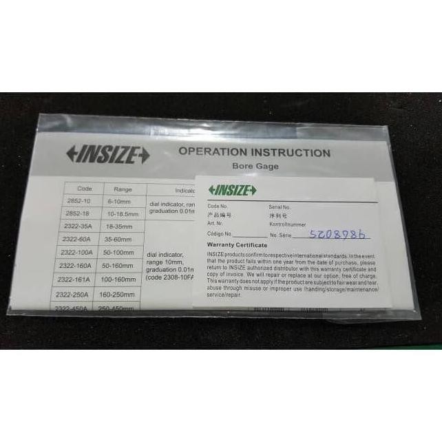 INSIZE Dial Bore GAGE / Bore Gauge 2322-60A ORIGINAL INSIZE