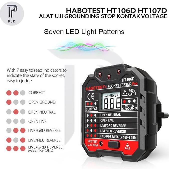 Alat Uji Grounding HABOTEST Stop Kontak Voltage Tester HT106D / HT107D
