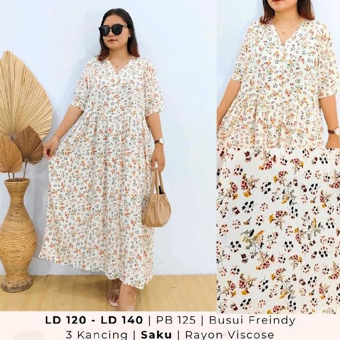 ready stock Oriani Vyna Dress Daster Jumbo Big Size LD 120 LD 130 LD 140 Cocok Untuk Busui Bumil Fre
