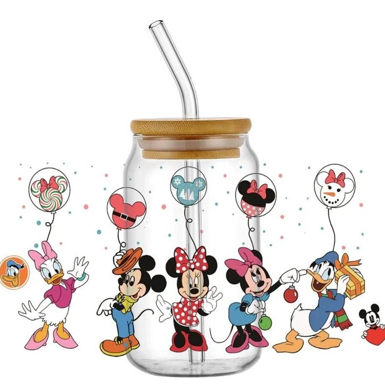 

Miniso 3D UV DTF Transfers Sticker Mikey Mouse Donald Duck Serie Decal Cup Wrap for 16oz Libbey Glasses DIY Washable Mug Sticker