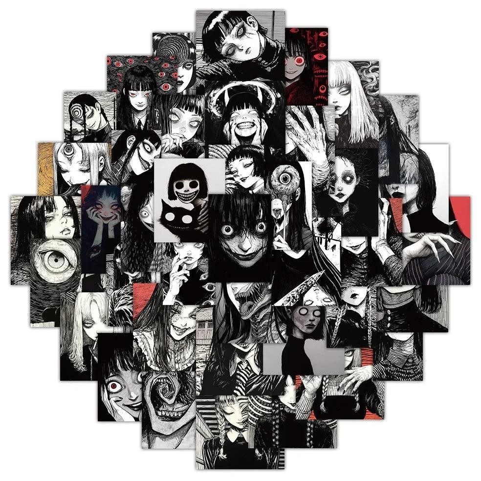 

10/30/50pcs Black White Horror Style Girl Cartoon Stickers Dark Graffiti Decals Suitcase Helmet Notebook Waterproof Sticker Pack