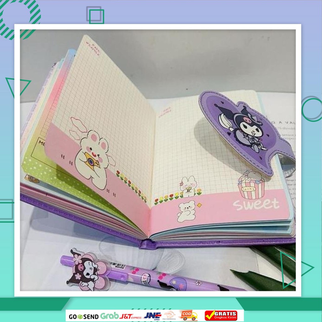 

paket buku tulis 2 in 1 notebook kuromi buku tulis anak sanrio magnet