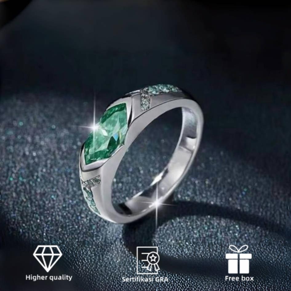 Produk Baru Cincin Pria Wanita Moissanite Perak - Pasangan Estetik, Anti Karat, Free Gift Box