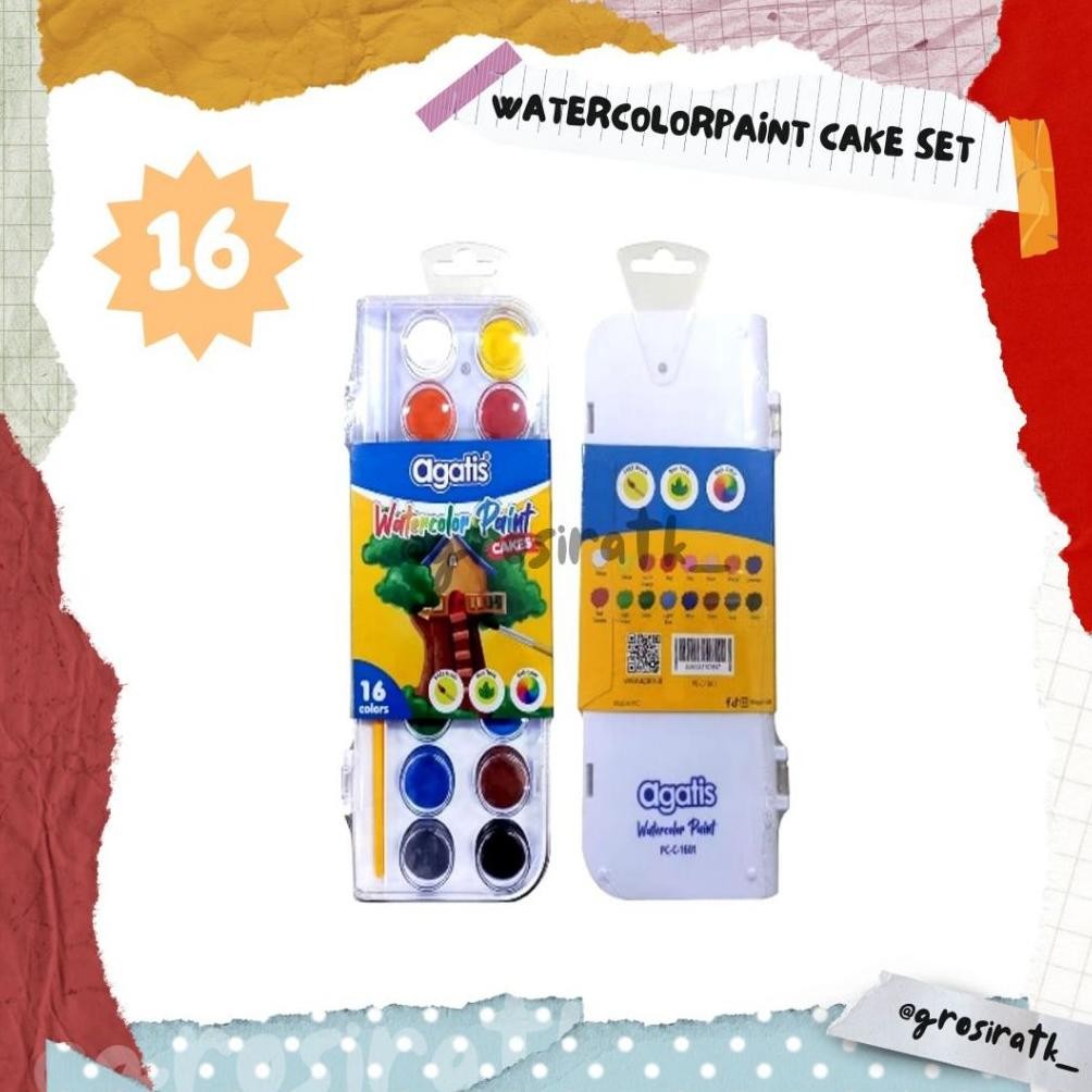 

AGATIS ECO 16 COLORS SOLID WATERCOLORPAINT CAKE SET / CAT AIR Terlaris