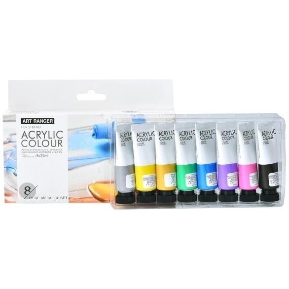 

Art Rangers Acrylic Colours Metallic Paint Set 8 x 22 mL Cat Lukis Akrilik Warna Metalik Terlaris