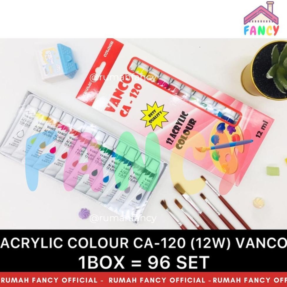 

[1PAK] ISI 12 PCS WARNA Cat Akrilik VANCO CA-120 12 ml / Cat Acrylic Color / Cat Poster Vanco / Cat Minyak / Cat Air untuk Merwanai Canvas Melukis Terlaris