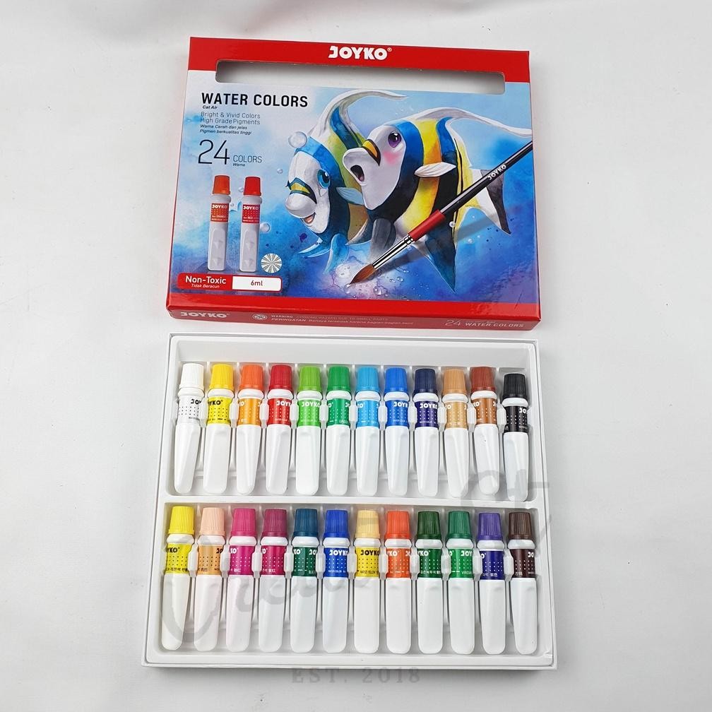 

JOYKO Cat Air Watercolor 24 Warna 6 Ml Set Paint Lukis Water Color Terlaris