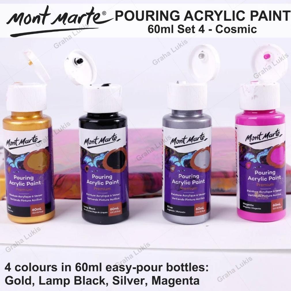 

Mont Marte Pouring Acrylic Paint 60ml (2oz) 4pc Set - Cosmic Terlaris