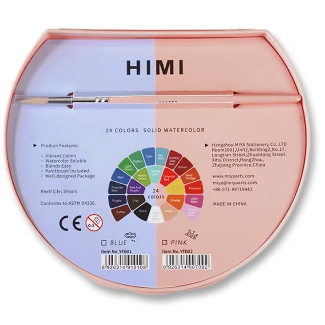

MIYA HIMI Solid Watercolor Paint Set 24 Colors - Cat Air Lukis Padat Set 24 Warna Cake + Kuas Color Terlaris