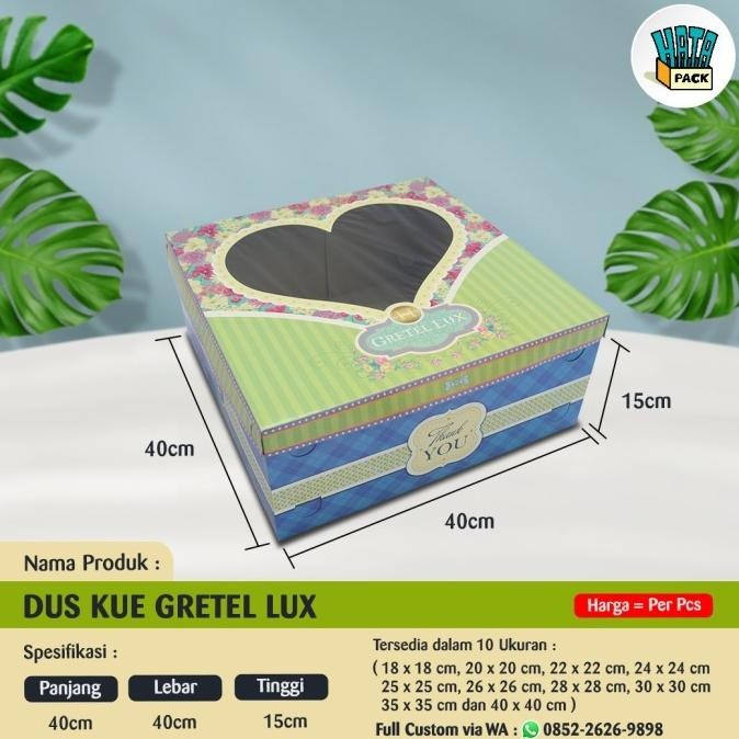 (Expert) Dus Kue Tart / Dus Box Kue Hansel / Gretel Lux Ukuran 40 x 40 x 15 cm