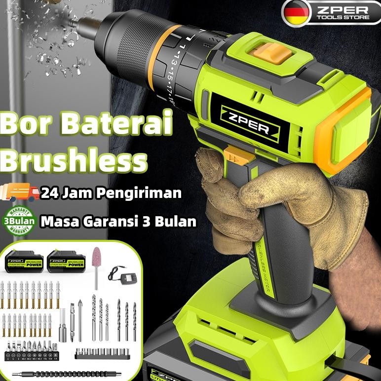 termurah zper mesin bor baterai brushless bor cordless impact multifungsi
