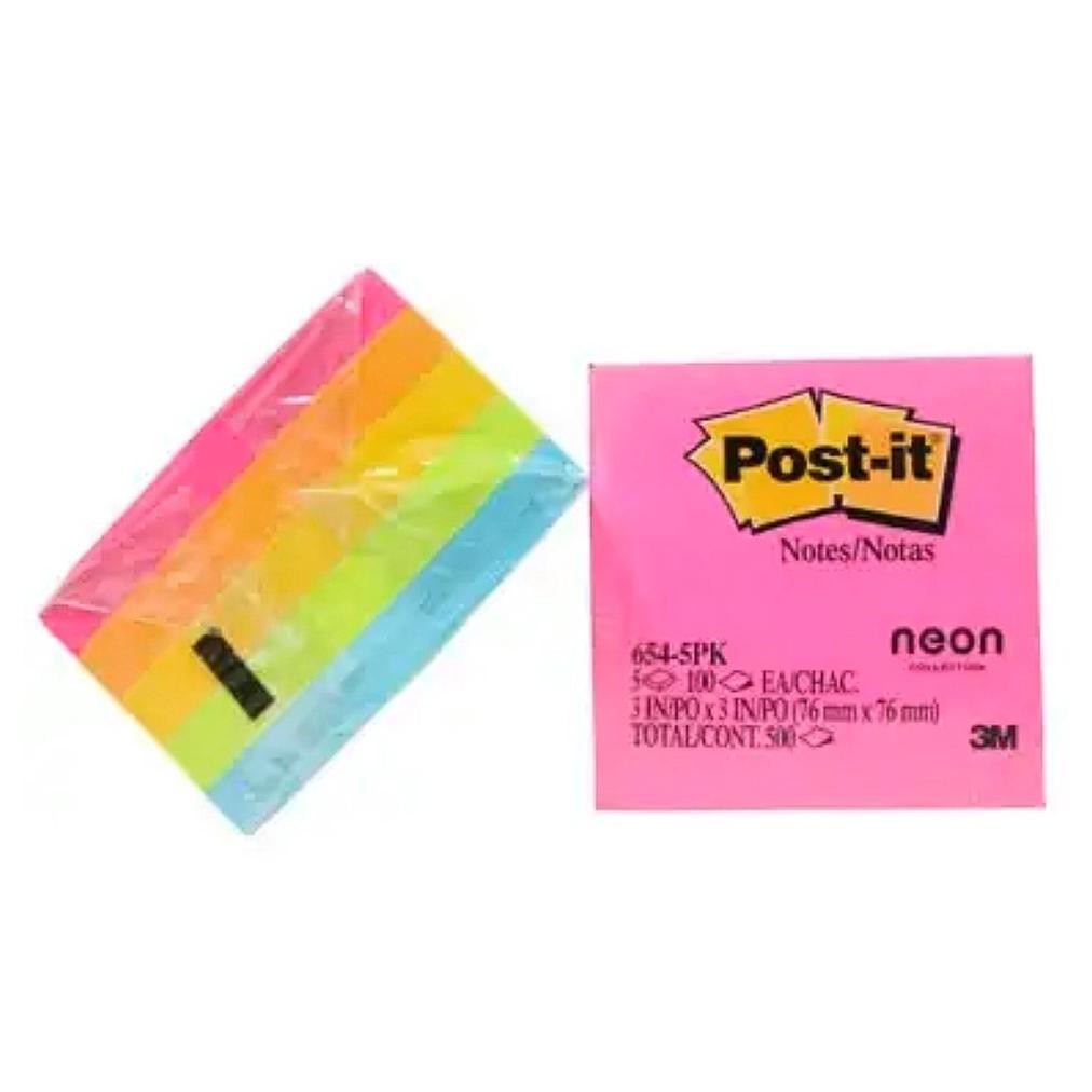 

3M Post It Stick Notes 654 5PK 5 Neon Colors RB07