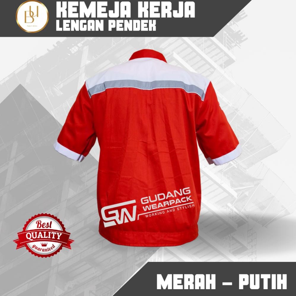 WEARPACK Kerja Seragam Proyek Lengan Pendek Warna Merah - Putih