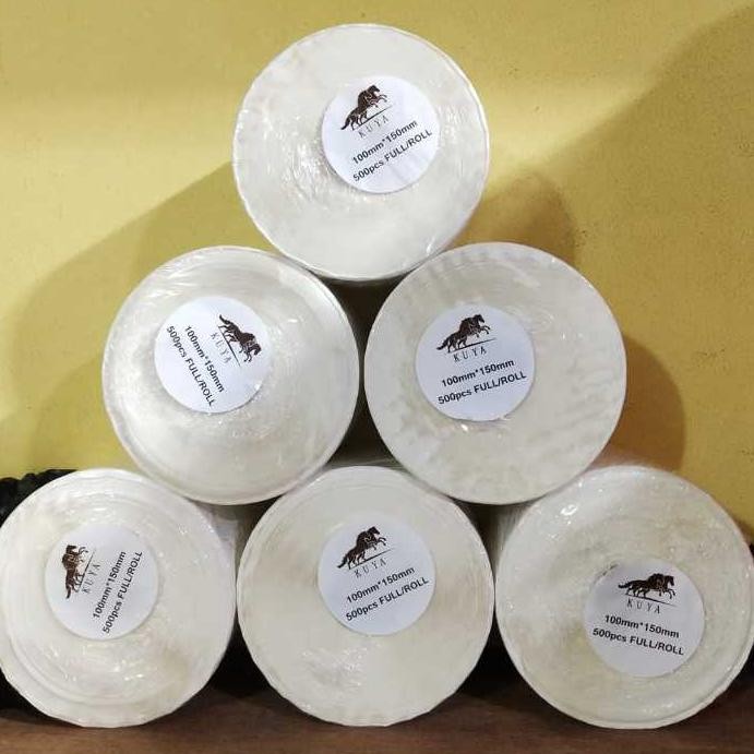 

LABEL THERMAL/KERTAS RESI/LABEL BARCODE UK 100MMX150MM ISIAN 500PCS MERK KUYA HARGA PER 1 ROLL RB07