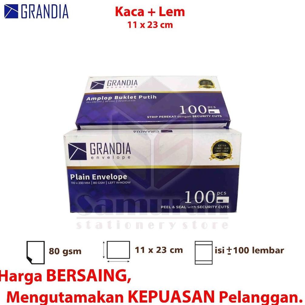 

Amplop Kertas Putih Grandia Kaca Kiri - Kanan 90 pps 11 x 23 cm 80 Gsm RB07
