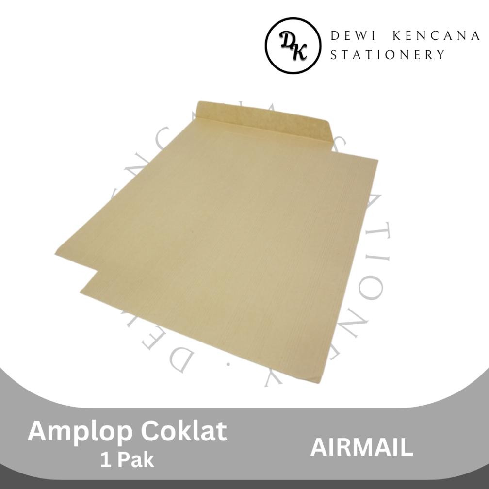

Amplop Coklat Airmail 1pak Isi 100Pcs / Amplop Coklat Salur RB07