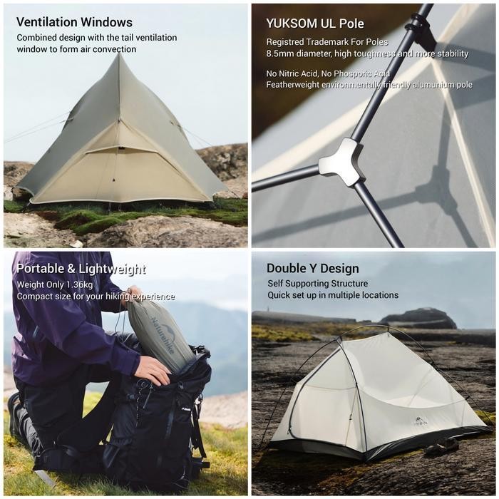 Tenda Naturehike Cloud Up Pro 20D Cnk2350Ws020 Ultralight Tent 1 2 Person 3 Season Camping Hiking Pi