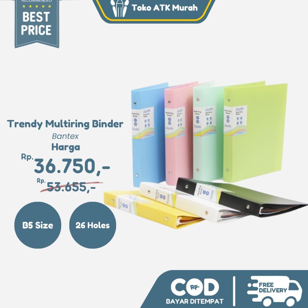 

Bantex B5 Pastel Trendy Multi Ring Binder 26 Hole #3126 RB07