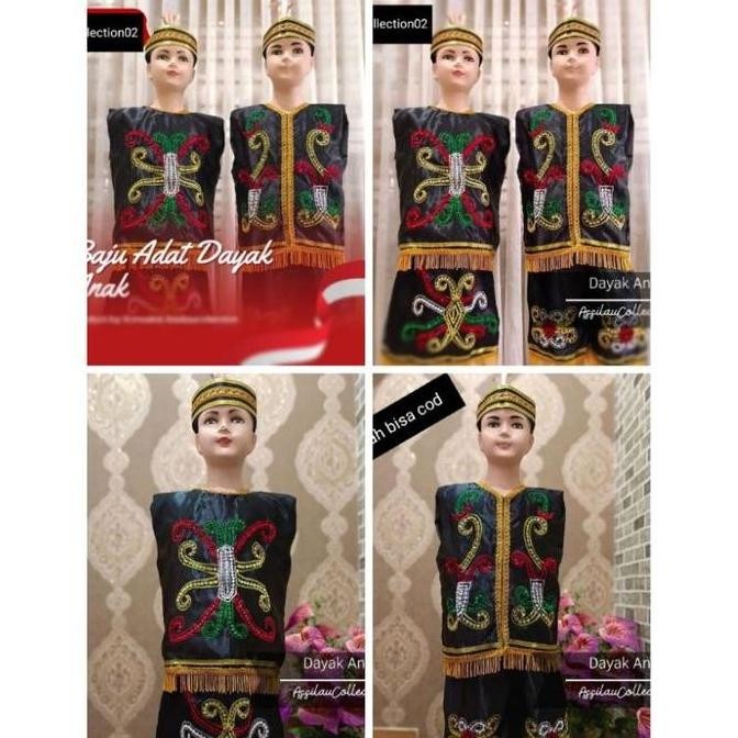 Baju Adat Dayak Anak/Pakaian Adat Dayak Ukuran Anak-Anak Pria/Wanita By Rafmart