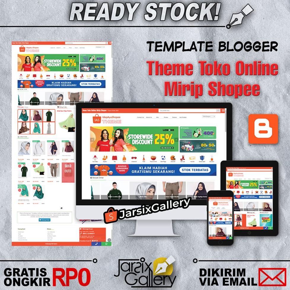 [JarsixGallery] BLOGSPOT THEME ONLINE SHOP - Template Blogger Toko Online Mirip Marketplace Orange