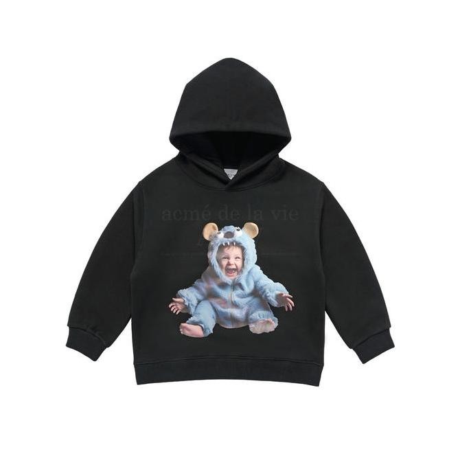 Sale Kids Adlv Baby Face Monster Baby Hoodie Black