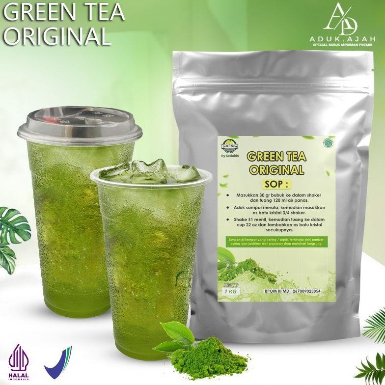 

ASLI GREEN TEA ORIGINAL BUBUK MINUMAN 1KG - TEH HIJAU PREMIUM UNTUK MINUMAN KEKINIAN