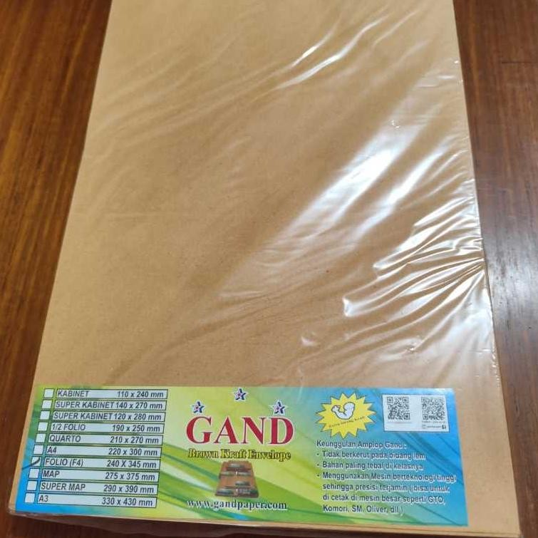 

Baru Amplop Coklat F4/Folio 80gsm Gand - Seal & Non-Seal Isi 100 Lembar