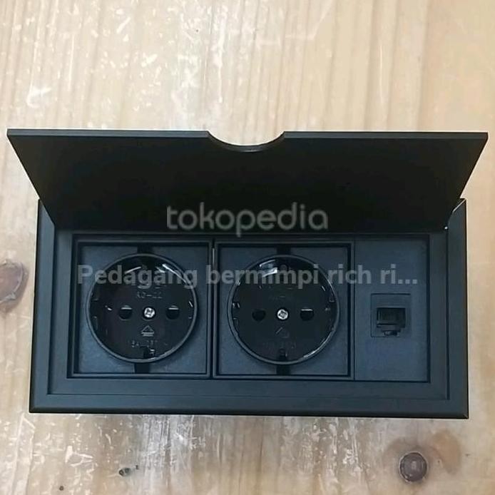 Terlaris Stop Kontak Meja 2 Power Arde 1 Lan Cat6